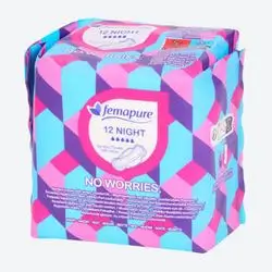 femapure 12 night sanitary towels wings 