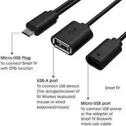 Rii Micro USB Host OTG Adapter Cable Micro USB to USB for Smart TV, Compatible Keyboards, Logitech Keyboards, and Nintendo Switch, SNES, NES Classic (Modern)