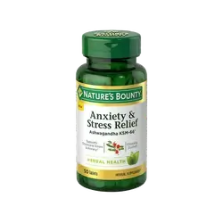 Nature's Bounty Anxiety and Stress Relief, Contains Ashwagandha and L-Theanine for Occasional Anxiety and Stress*, 50 Tablets
