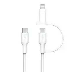 Belkin BoostCharger 2-in-1 | USB-C to USB-C Braided Cable with Lightning Adapter