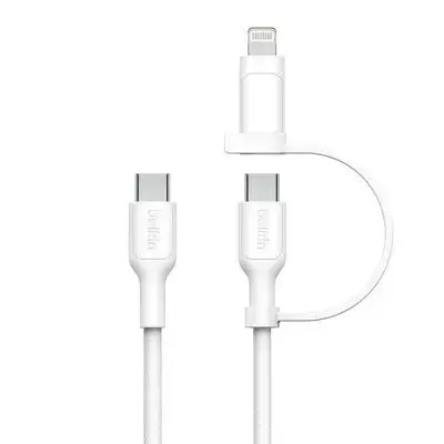 Belkin BoostCharger 2-in-1 | USB-C to USB-C Braided Cable with Lightning Adapter