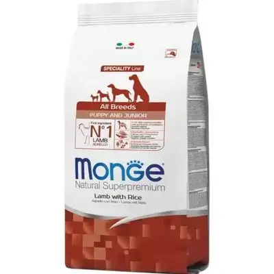 Monge junior & Puppy Lamb, Rice 12kg