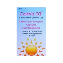 ColeVit D3 Colecalciferol 10,000IU (250mcg) 30 Capsules _ SP