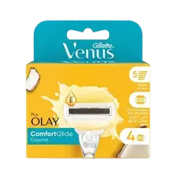 Venus Olay Plus Comfort glide Coconut 5 Blades 4 Razors _ Gillette