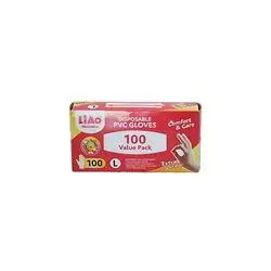 Liao Disposable Pvc Gloves Powder Free Large 100 Pcs