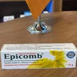 epicomb ointment ( garamicidin 0.25mg , triamcinolone 1mg , nystatin 2.5mg ) antibiotic/anti-inflammatory/antifungal 15g