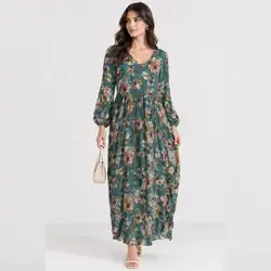 EMERY ROSE Floral Print V-Neck Maxi Dress - Small