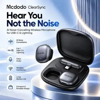 Mcdado ClearSynx Al Noise-Cancelling Wireless Microphone for USB-C & Lightning MP-545