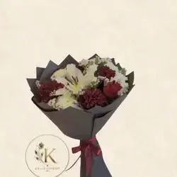Lily, Rose, White & Red Chrysanthemum Bouquet