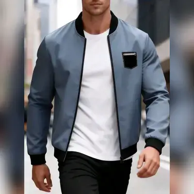 Manfinity Homme Men's Contrast Color Long Sleeve Jacket - XL