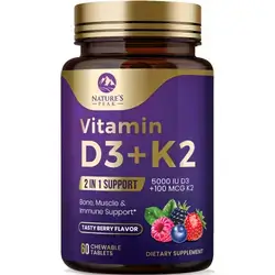 Vitamin D3+ K2 Natures Support 60 Caps