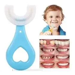 U Shaped Toothbrush For Kids 2 6 Years Kids //فرشاة اسنان للاطفال على شكل حرف U - فرشاة اسنان للاطفال الصغار مع راس فرشاة سيليكون ناعم امن غذائيا، فرشاة اسنان يدوية للفم بالكامل للاطفال من سن 2-6 سنوات،