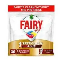 Fairy 1 Step Clean Plus Automatic Dishwasher Tablets, Lemon Scent, 30 Tablets