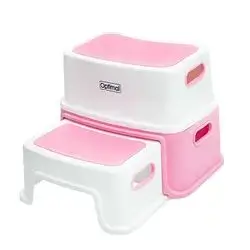2-Step Stool with Non-Slip Base for Kids - Pink