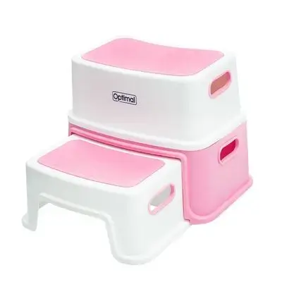 2-Step Stool with Non-Slip Base for Kids - Pink