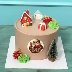 Chocolate cake tree and house decoration