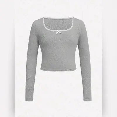 SHEIN Tween Girls, Elegant Lace Trim Scoop Neck Casual T-Shirt - 10 Years
