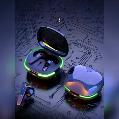 GENAI Gaming Headphones, Bluetooth, Colorful LED Charging Case, Light Bar