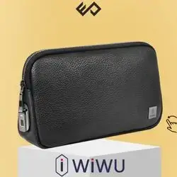 WiWU Alpha FingerPrint Leather Lock Clutch Bag - Black