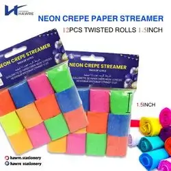 Neon Crepe Streamer 6pcs-1.5inch