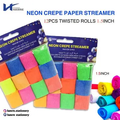Neon Crepe Streamer 6pcs-1.5inch