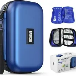 Insulin Cooler Travel Case TSA Approved Medication Cooler with Digital Temp Display 2 Ice Packs for Insulin Travel Case Diabetes Storage 4-6 Pens