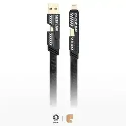 Green Lion 2-In-2 Braided Fast Charging Cable (2m) Dual Type-C & Lightning Multi-Output - Black