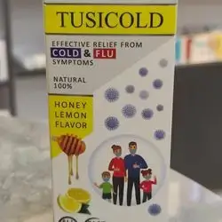 tusicold effective relief from cold&flu symptoms natural %100 honry lemon flavor 200ml syrup