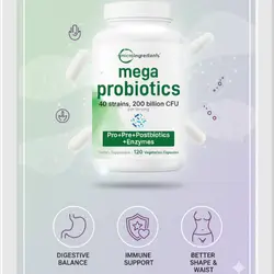 Probiotics 200 Billion CFU, 120 Capsules |Men & Women | 40 Strains with Prebiotics, Postbiotics & Digestive Enzymes | Gut, Immune & Digestive Health