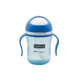 Non-Spill Weaning Cup 220ml with Silicone Straw - Blue
