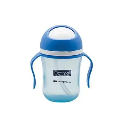 Non-Spill Weaning Cup 220ml with Silicone Straw - Blue
