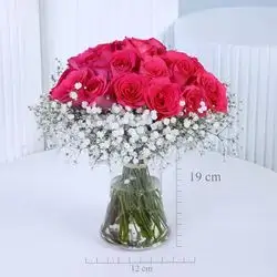 Imported Rose Bouquet with Vase – 20 Flowers