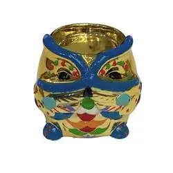 Golden Wax Candle, Hand-Painted, Owl Shape