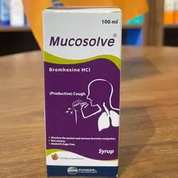 mucosolve bromhexine hcl (productive) cough alcohol & sugar free strawberry flavor 100ml