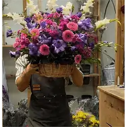 Purple and Pink Flower Basket