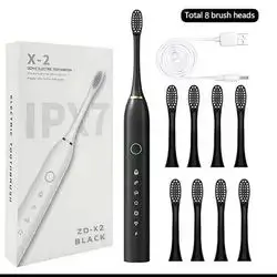 electric toothbrush , 4 heads kit ,equipped with 2 minutes smart timer and 30s area switch reminder , waterproof usb rechargeable oral cleaner set for family or travel use