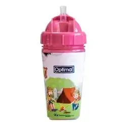 Two-Tiered Baby Cup with Silicone Straw 350ml - Pink