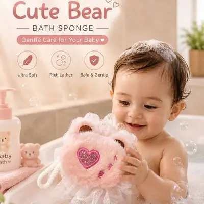 Cute Bear Baby Bath Sponge