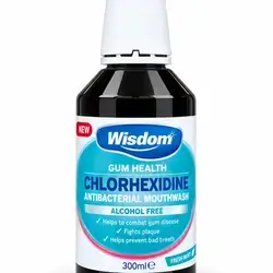 Wisdom gum health chlorhexidine antibacterial clear mint mouthwash 300ml