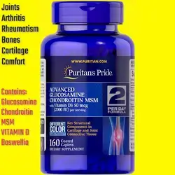Advanced Glucosamine Chondroitin MSM with Vitamin D3 50mcg (2000 IU), Supplement for Joint Health, arthritis, rheumatism, osteoporosis, joint pain, cartilage, bone, shoulder & backpain, 160 Tablets glucosamine