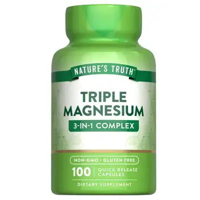 Nature's Truth Triple Magnesium Complex Supplement | 100 Capsules | 420 mg Magnesium Oxide, Citrate & Aspartate | Non-GMO & Gluten Free