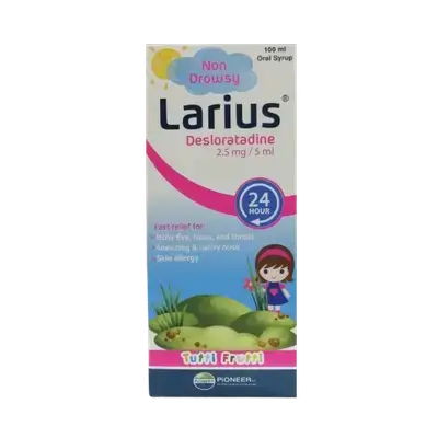 Larius (Desloratadine 2.5mg/5ml) Non Drowsy Syrup 100ml _ PIONEER