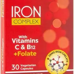 IRON complex with vitamin C& B12+folate 30 vegetarincapsul