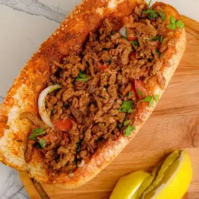 Meat Tantuni Sandwich in a Bun