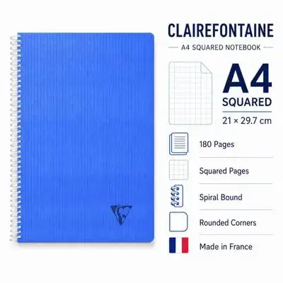 Clairefontaine A4 Grid Notebook – 180 pages – 90 gsm