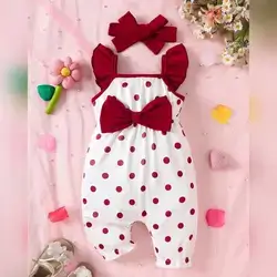 SHEIN Vintaside Kids Baby Girls' Jumpsuit With Headband - 1-3 Months