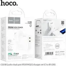 Hoco  PD35w High Poer  Dual Port 2C Fast Charger For Laptops Tablets Smartphone