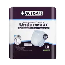Breathable And Protective Adults Underwear Size L (115cm-140cm) 10Pieces _ ACTISAFE