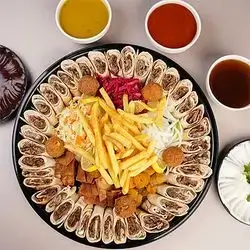 Family Arabic Meat Meal With Family Cola