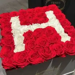Box Of 50 Red Roses & White (H) Roses